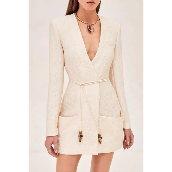 Alexis Dresses & Skirts - ALEXIS $585 Ivory Brocade Marsci Jacket Dress NWT Resort Summer Zip Up Sz L